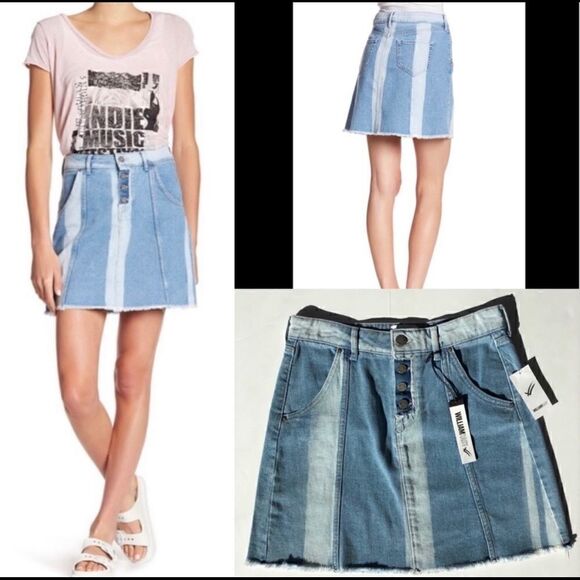 William Rast A-Line Jean Skirt Aqua Streak Denim - Picture 1 of 5